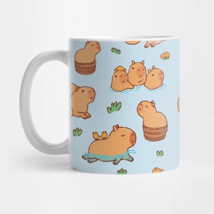 A capybara pattern of capybas swimming and being chill Mug